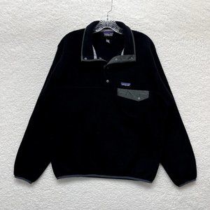 Patagonia Black Logo Outdoor Fleece Pullover Sweater Jacket Mens M Medium
